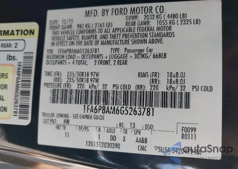 2016 Ford Mustang V6 z USA, uszkodzony, nr VIN 1FA6P8AM6G5263781